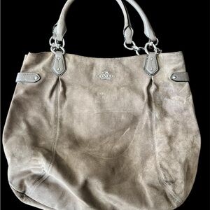 Coach Light Grey Suede Tote Bag